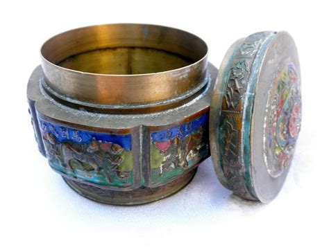 vintage asian metal bong and stash box|Vintage Original Box Asian Antiques for sale .